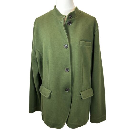 Banana Republic Olive Green Knit Blazer with Mandarin Collar - Picture 1 of 4